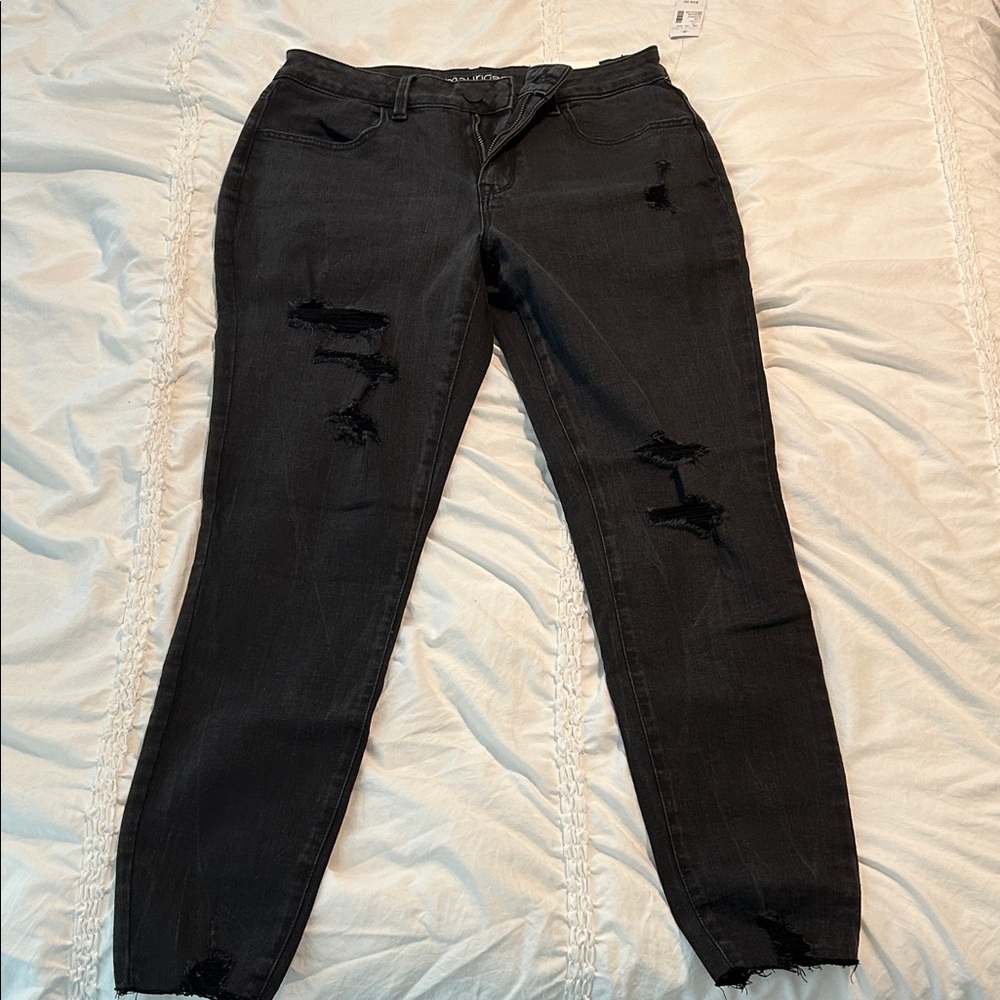 Maurices Charcoal Distressed Skinny Jeans